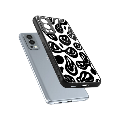 Acid Smiles BW sleek oneplus nord 2 cover with tempered glass back and TPU edges