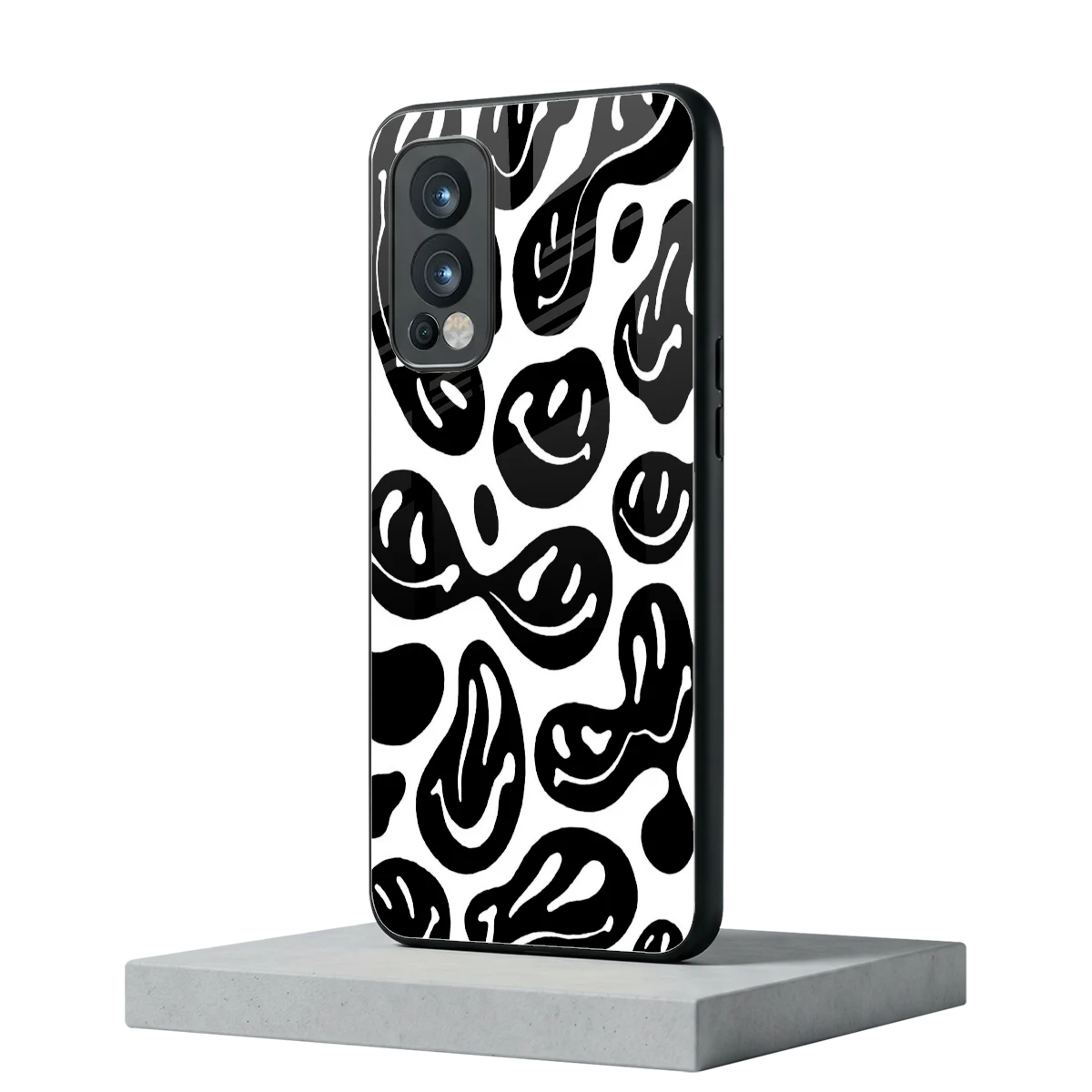 Acid Smiles BW oneplus nord 2 mobile cover | shockproof glass phone case