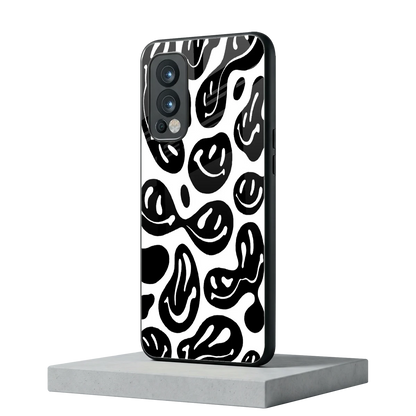 Acid Smiles BW oneplus nord 2 mobile cover | shockproof glass phone case
