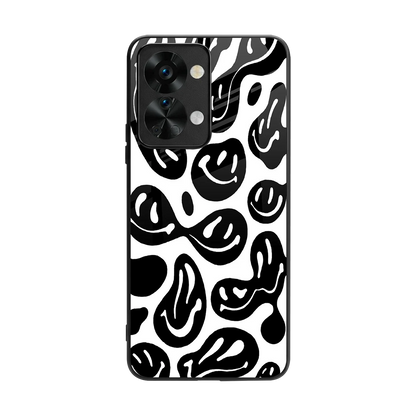 Acid Smiles BW back phone cover | glass case for oneplus nord 2t