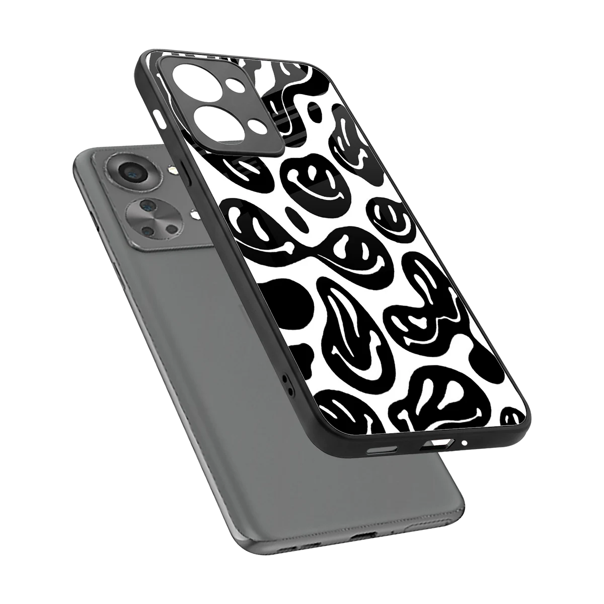 Acid Smiles BW sleek oneplus nord 2t cover with tempered glass back and TPU edges