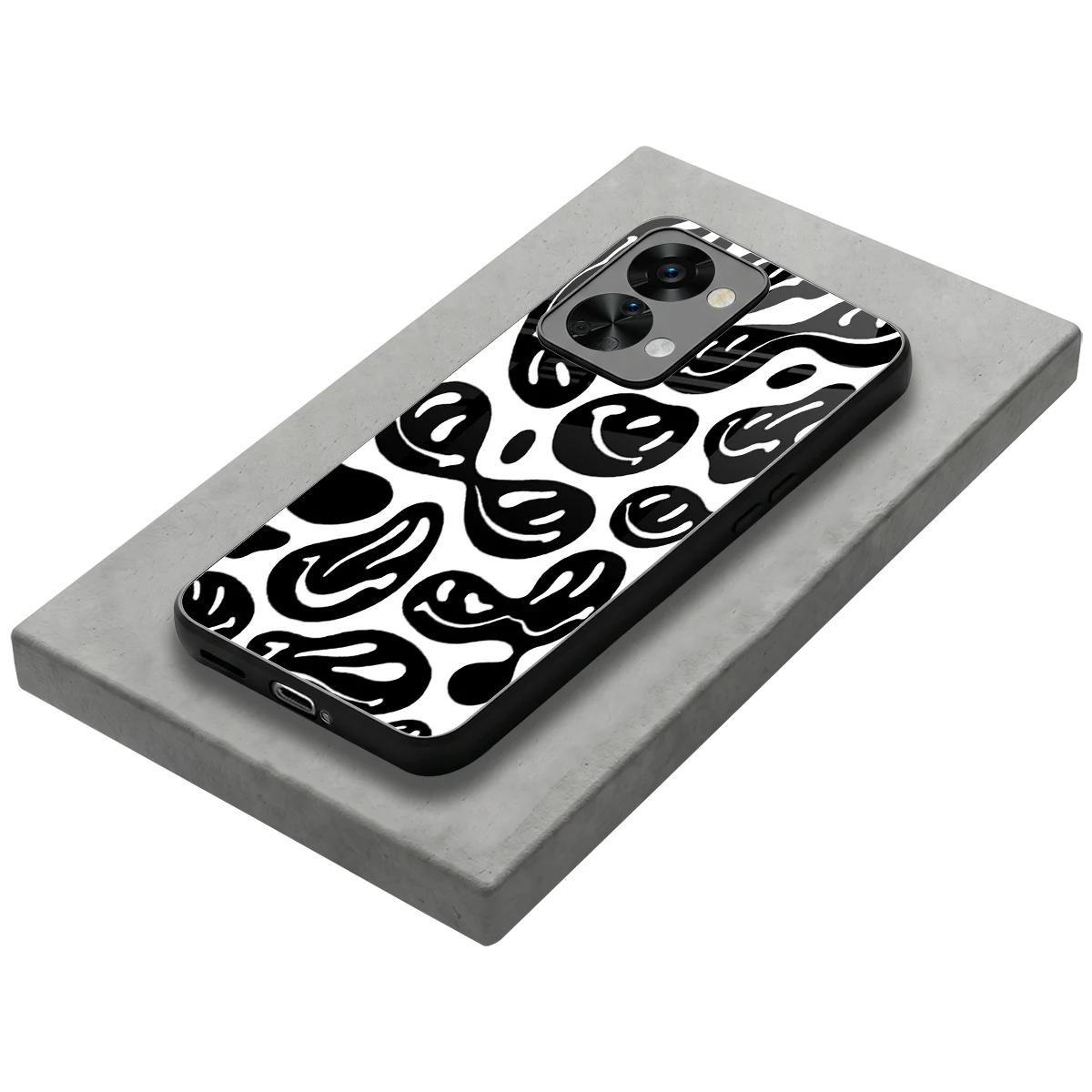 Acid Smiles BW stylish phone case for oneplus nord 2t | glossy glass and slim fit