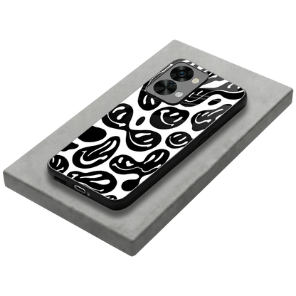 Acid Smiles BW stylish phone case for oneplus nord 2t | glossy glass and slim fit