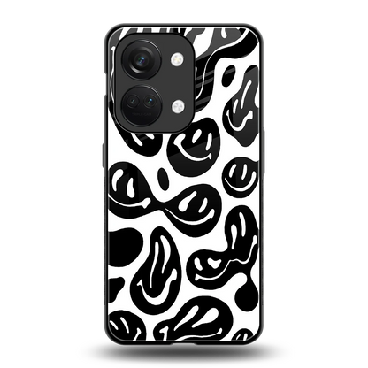 Acid Smiles BW back phone cover | glass case for oneplus nord 3