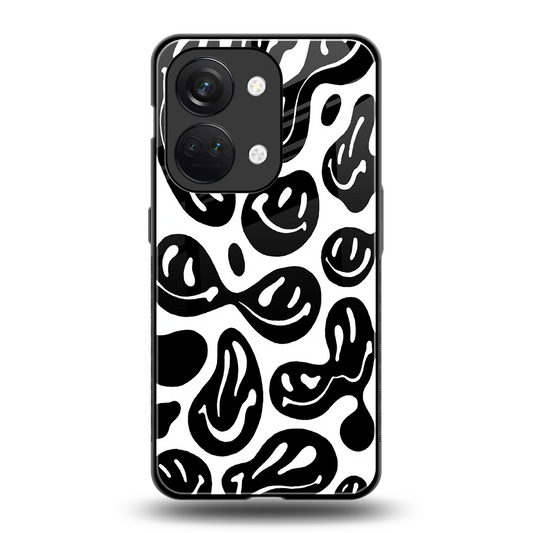 Acid Smiles BW back phone cover | glass case for oneplus nord 3