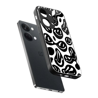 Acid Smiles BW sleek oneplus nord 3 cover with tempered glass back and TPU edges
