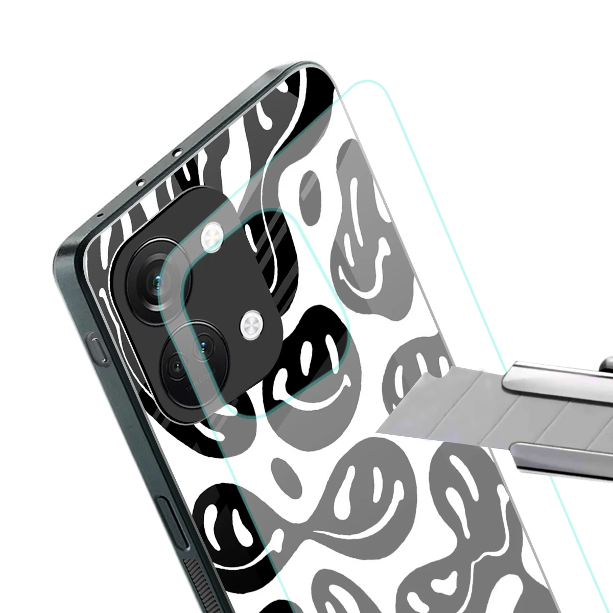 Acid Smiles BW stylish phone case for oneplus nord 3 | glossy glass and slim fit
