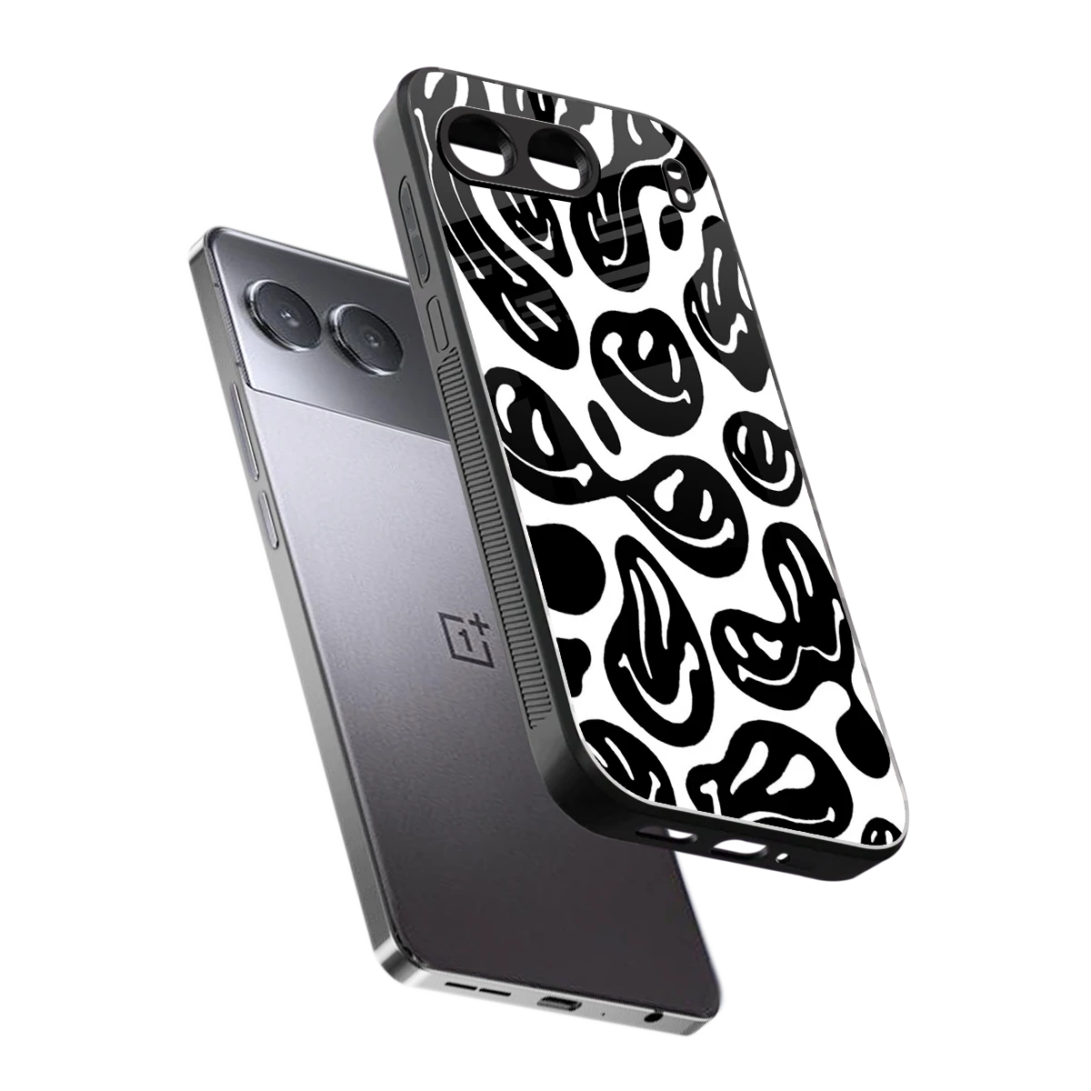 Acid Smiles BW sleek oneplus nord 4 cover with tempered glass back and TPU edges