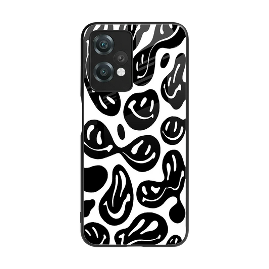 Acid Smiles BW back phone cover | glass case for oneplus nord ce 2 lite