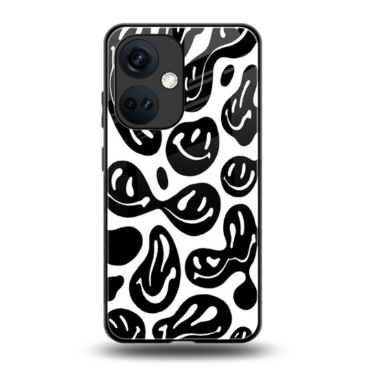 Acid Smiles BW back phone cover | glass case for oneplus nord ce 3