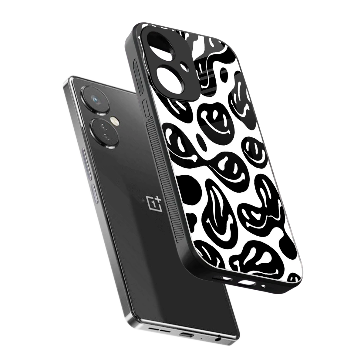 Acid Smiles BW sleek oneplus nord ce 3 cover with tempered glass back and TPU edges