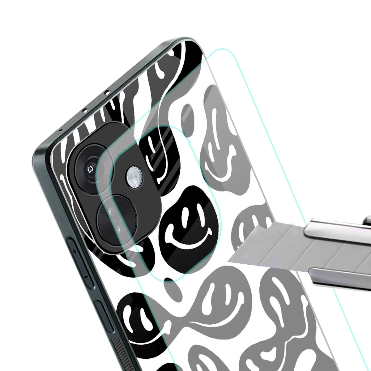 Acid Smiles BW stylish phone case for oneplus nord ce 3 | glossy glass and slim fit