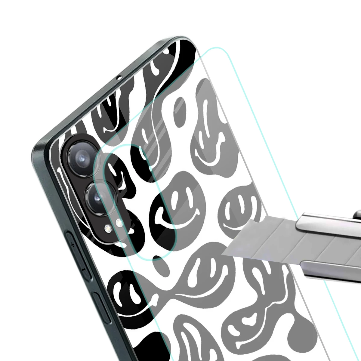 Acid Smiles BW stylish phone case for oneplus nord ce 4 lite | glossy glass and slim fit