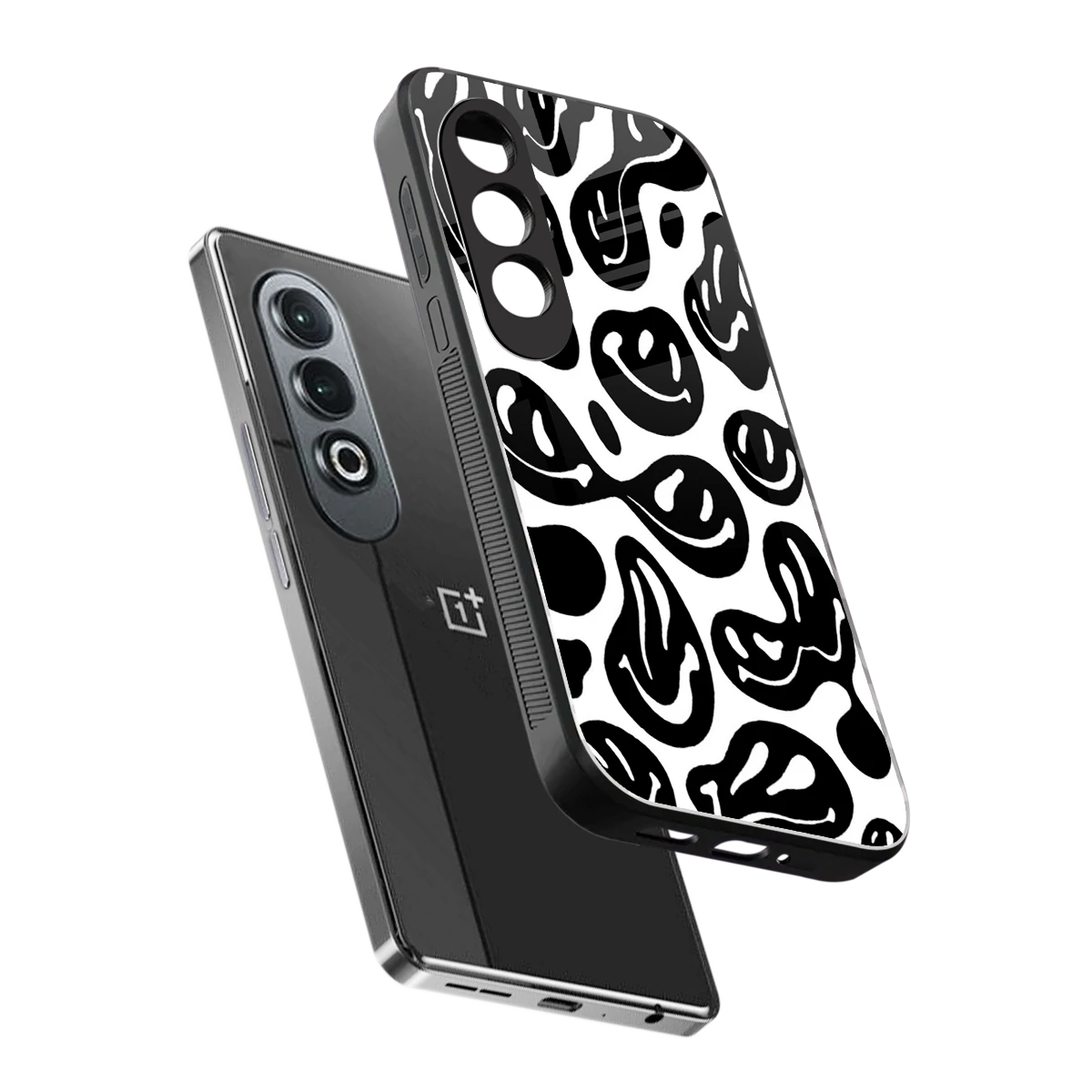 Acid Smiles BW sleek oneplus nord ce 4 cover with tempered glass back and TPU edges