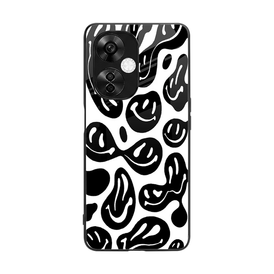 Acid Smiles BW back phone cover | glass case for oneplus nord ce 3 lite