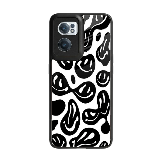 Acid Smiles BW back phone cover | glass case for oneplus nord ce 2