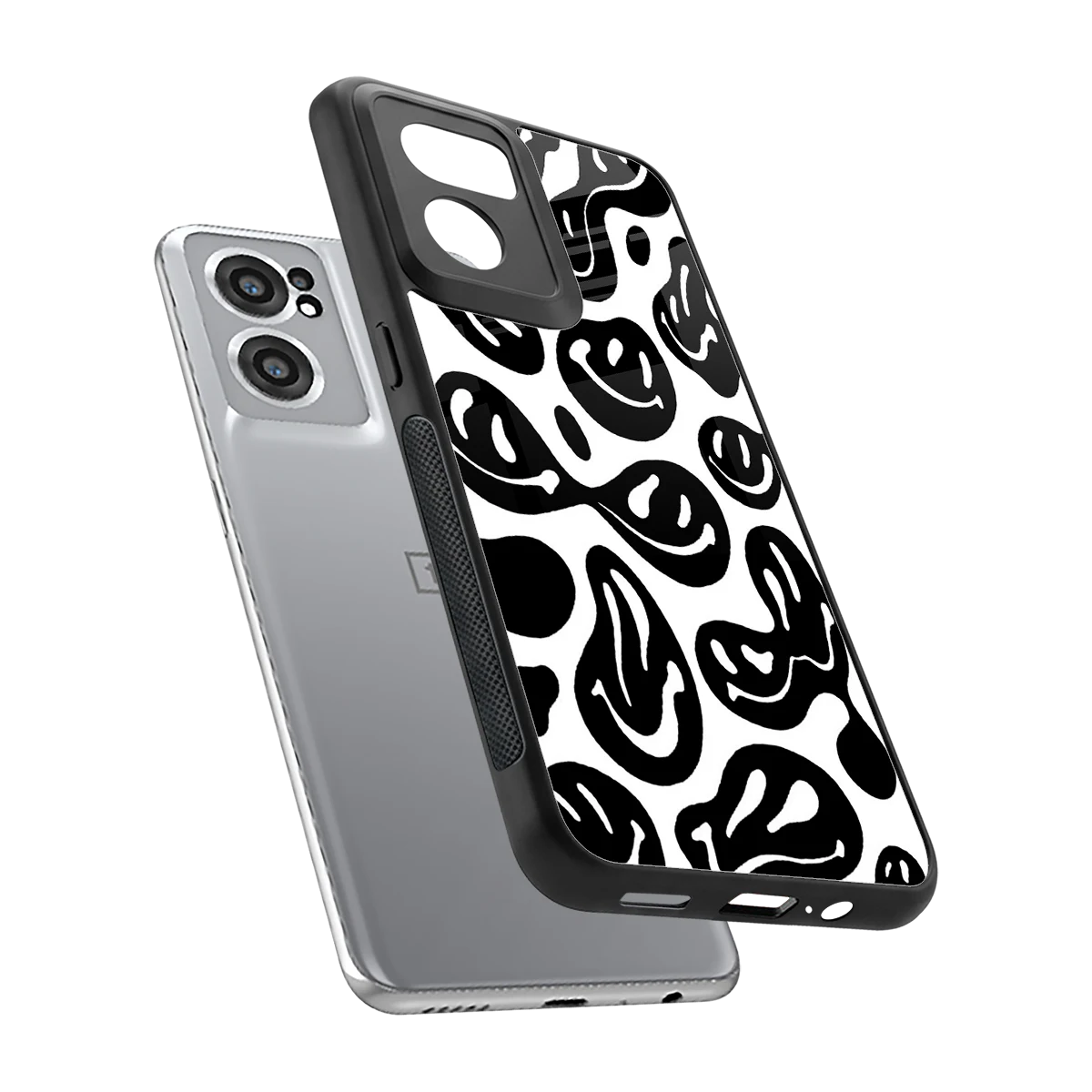 Acid Smiles BW sleek oneplus nord ce 2 cover with tempered glass back and TPU edges