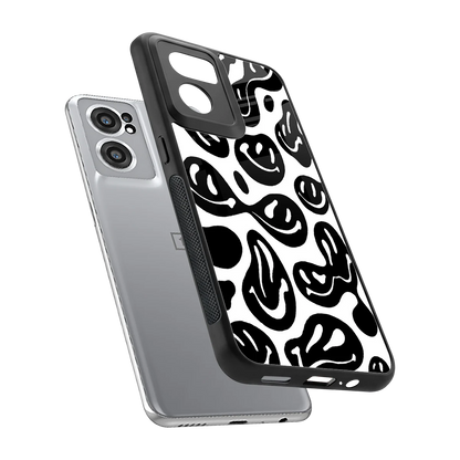 Acid Smiles BW sleek oneplus nord ce 2 cover with tempered glass back and TPU edges