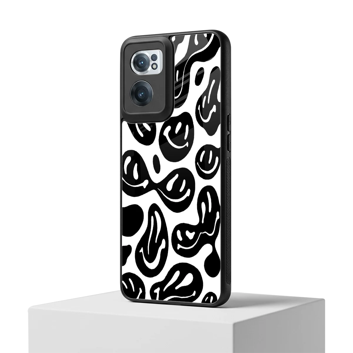 Acid Smiles BW oneplus nord ce 2 mobile cover | shockproof glass phone case