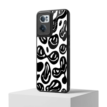 Acid Smiles BW oneplus nord ce 2 mobile cover | shockproof glass phone case