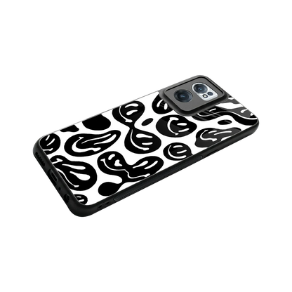 Acid Smiles BW stylish phone case for oneplus nord ce 2 | glossy glass and slim fit