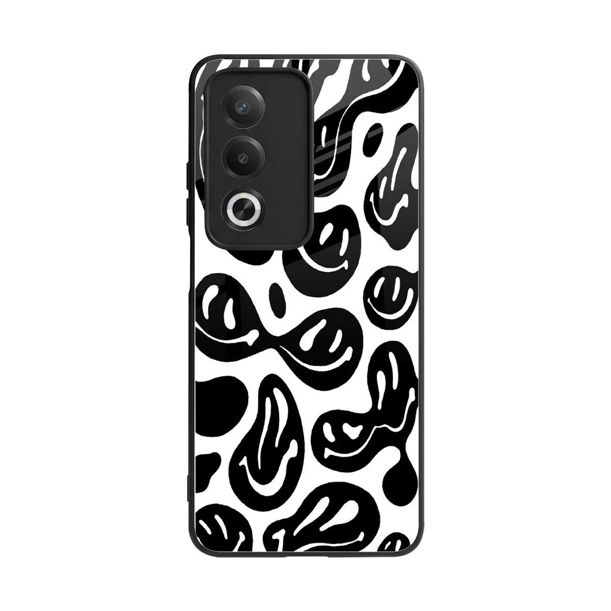 Acid Smiles BW back phone cover | glass case for oppo a3 pro