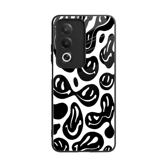 Acid Smiles BW back phone cover | glass case for oppo a3 pro