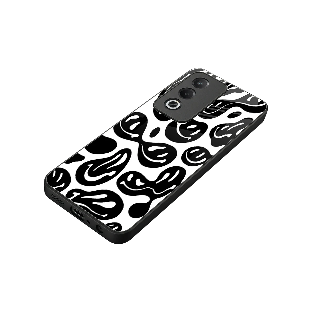 Acid Smiles BW stylish phone case for oppo a3 pro | glossy glass and slim fit