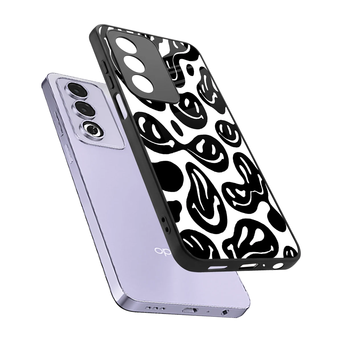 Acid Smiles BW sleek oppo a3 pro cover with tempered glass back and TPU edges