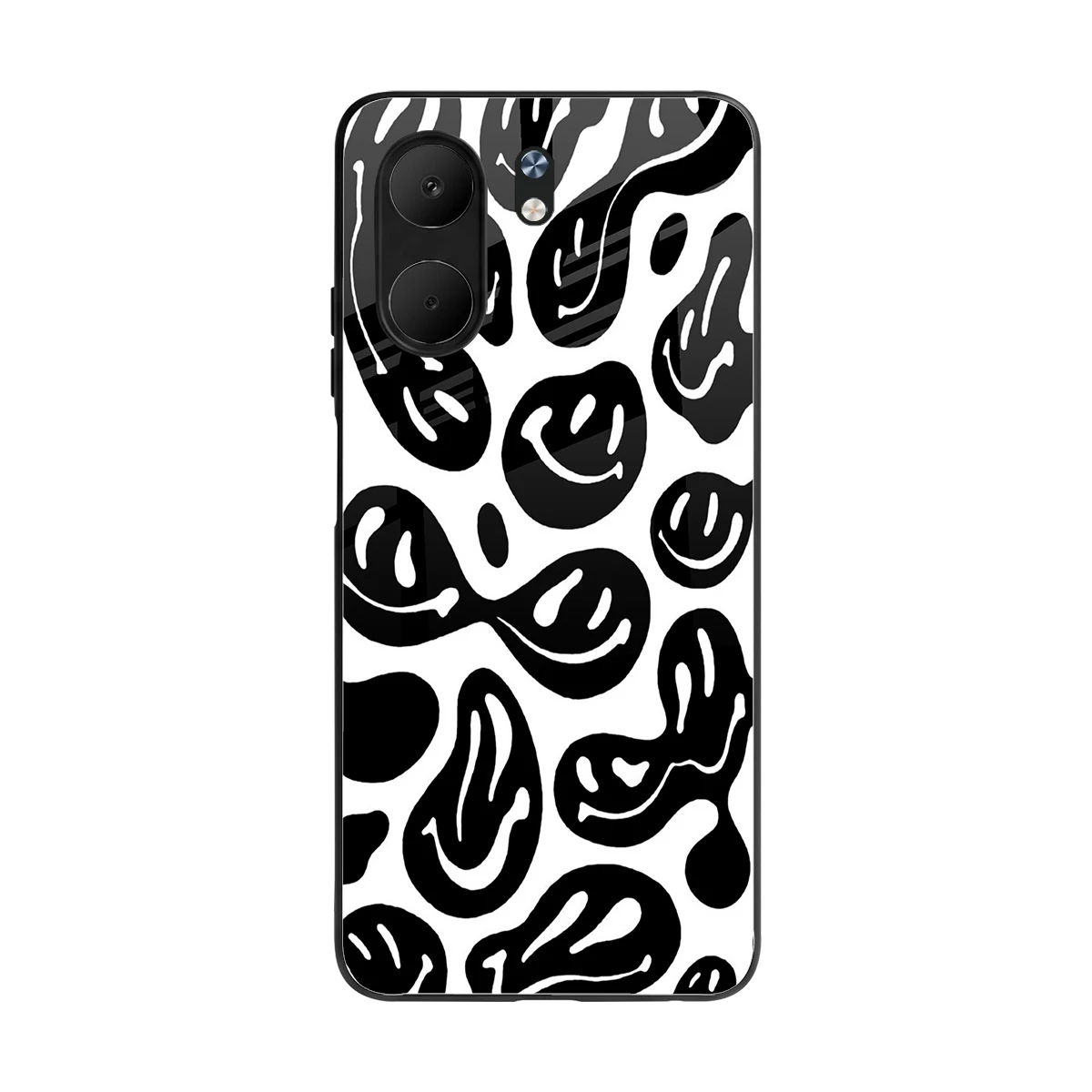 Acid Smiles BW back phone cover | glass case for oppo a5x 5g
