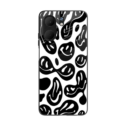 Acid Smiles BW back phone cover | glass case for oppo a5x 5g