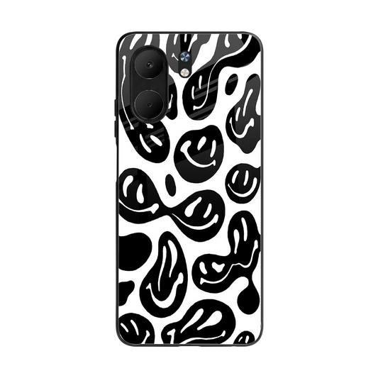 Acid Smiles BW back phone cover | glass case for oppo a5x 5g