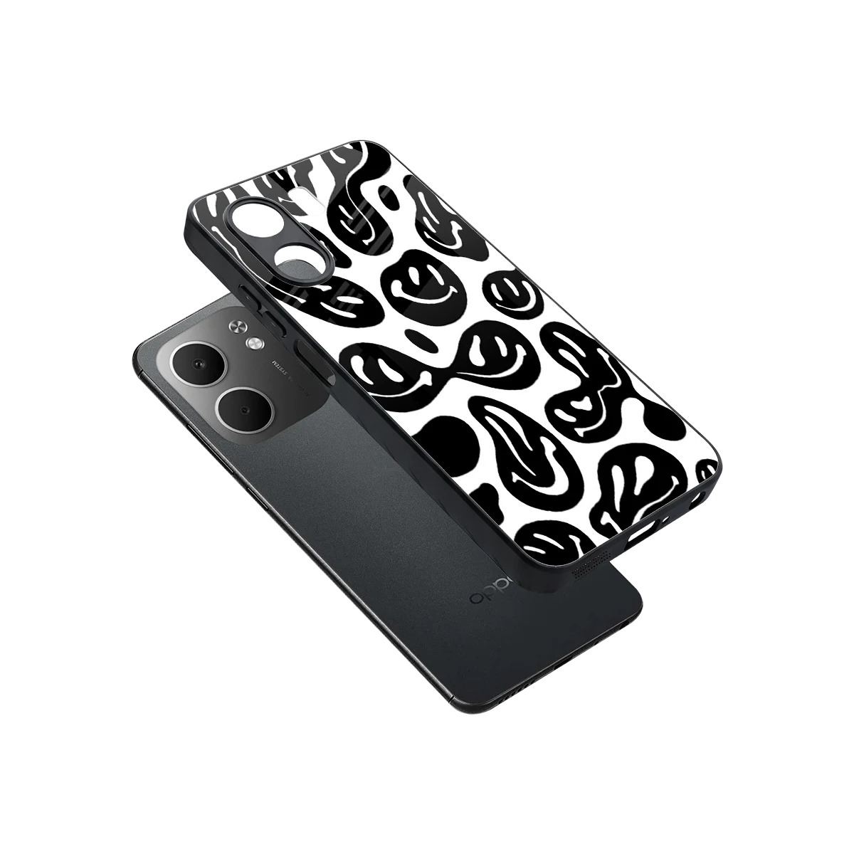 Acid Smiles BW sleek oppo a5x 5g cover with tempered glass back and TPU edges