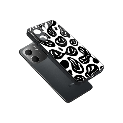 Acid Smiles BW sleek oppo a5x 5g cover with tempered glass back and TPU edges
