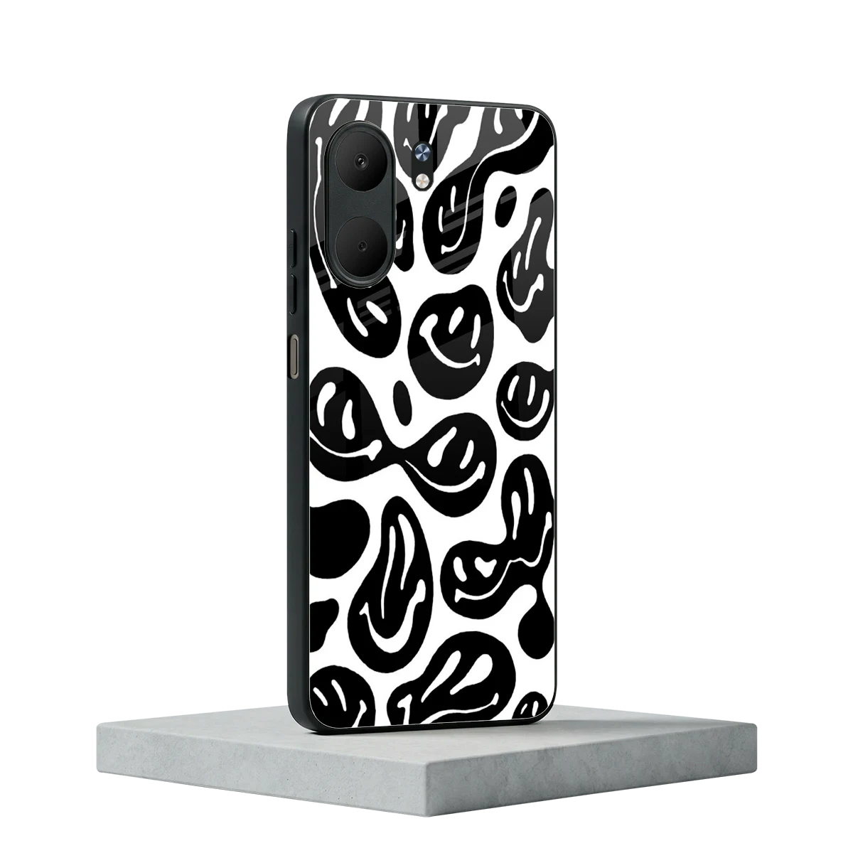 Acid Smiles BW oppo a5x 5g mobile cover | shockproof glass phone case