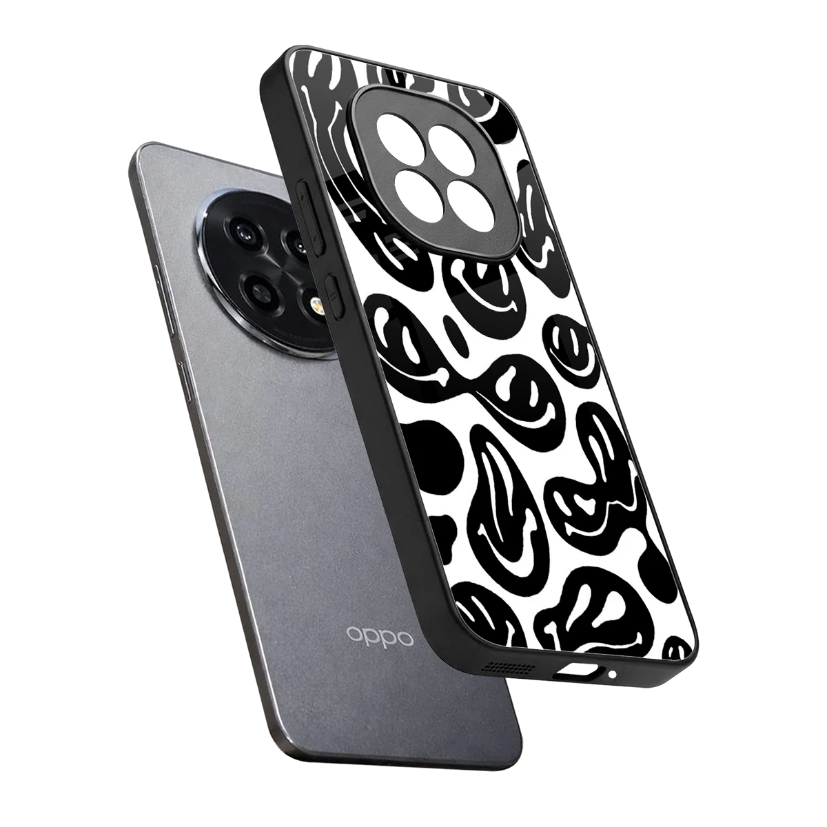 Acid Smiles BW sleek oppo f29 pro 5g cover with tempered glass back and TPU edges
