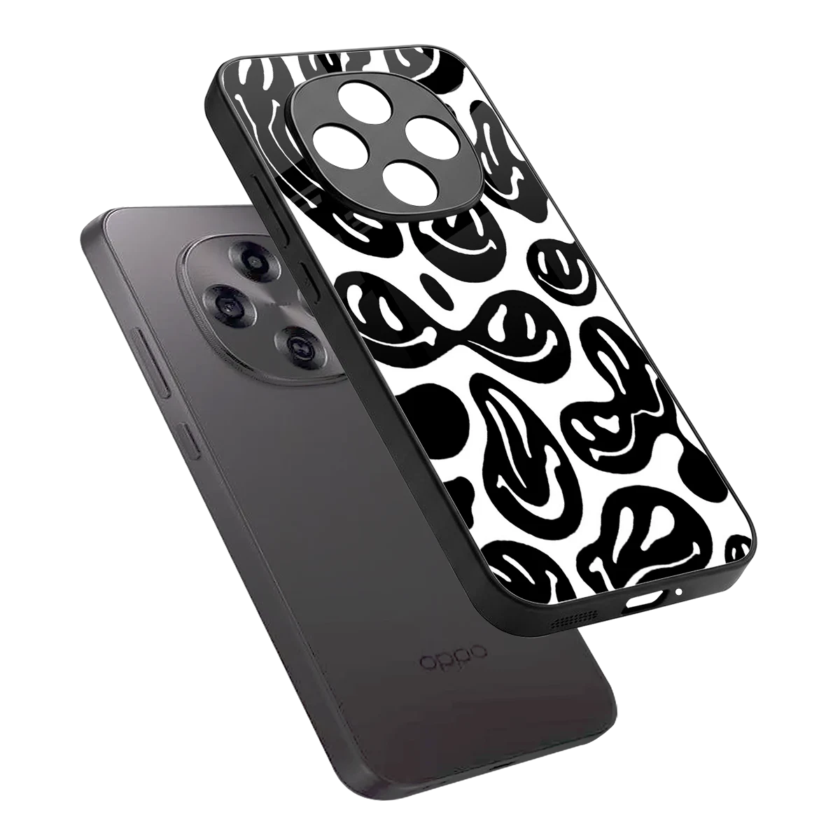 Acid Smiles BW sleek oppo f31 pro 5g cover with tempered glass back and TPU edges