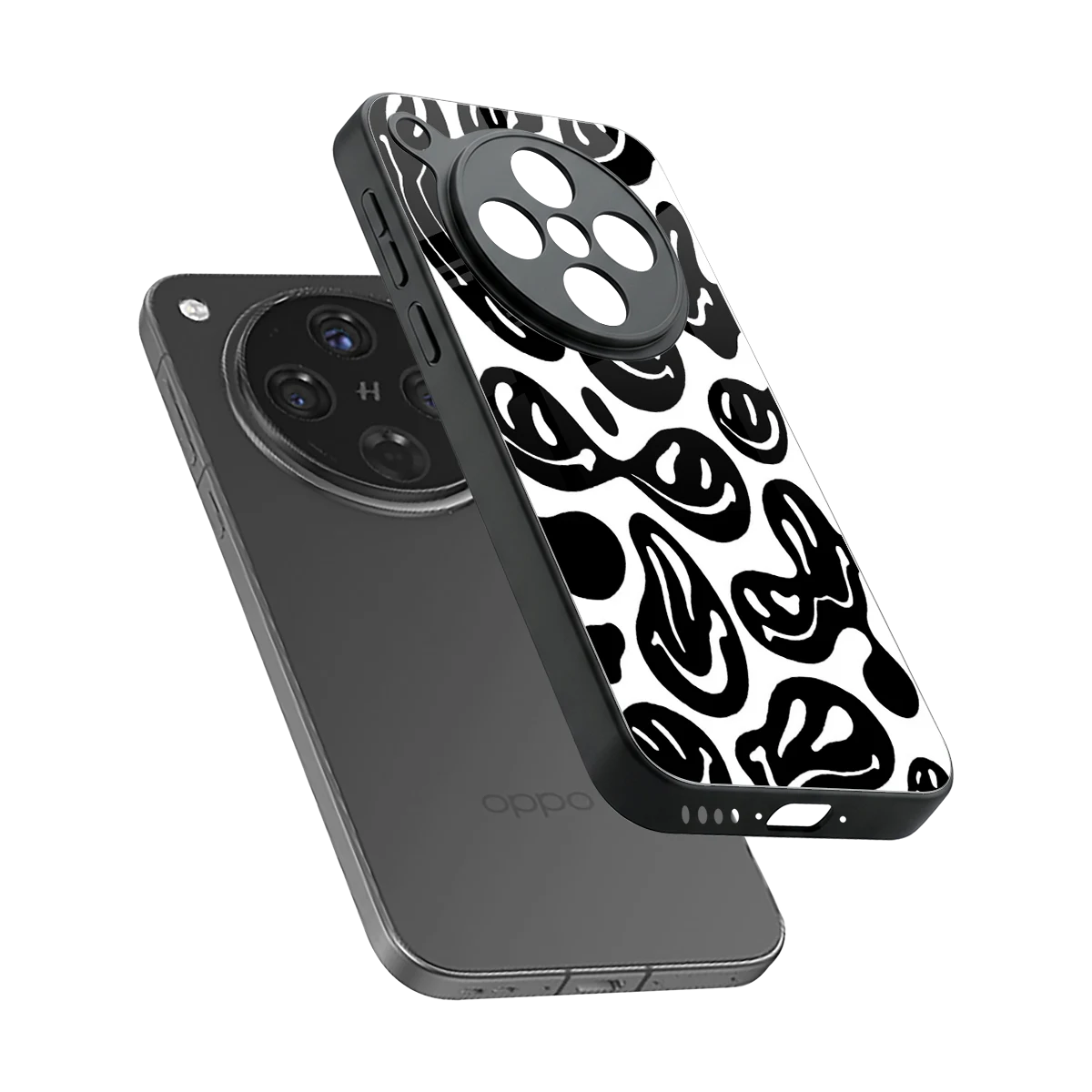 Acid Smiles BW sleek oppo find x8 cover with tempered glass back and TPU edges