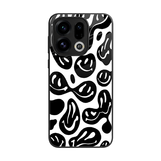 Acid Smiles BW back phone cover | glass case for oppo find x9
