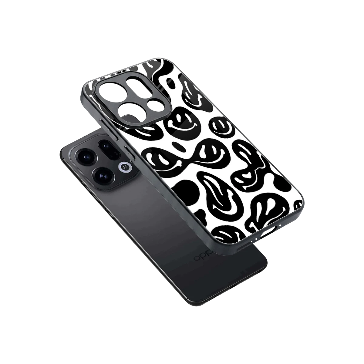 Acid Smiles BW sleek oppo find x9 cover with tempered glass back and TPU edges