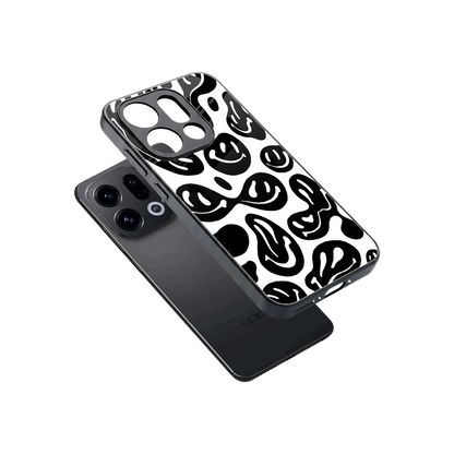 Acid Smiles BW sleek oppo find x9 cover with tempered glass back and TPU edges