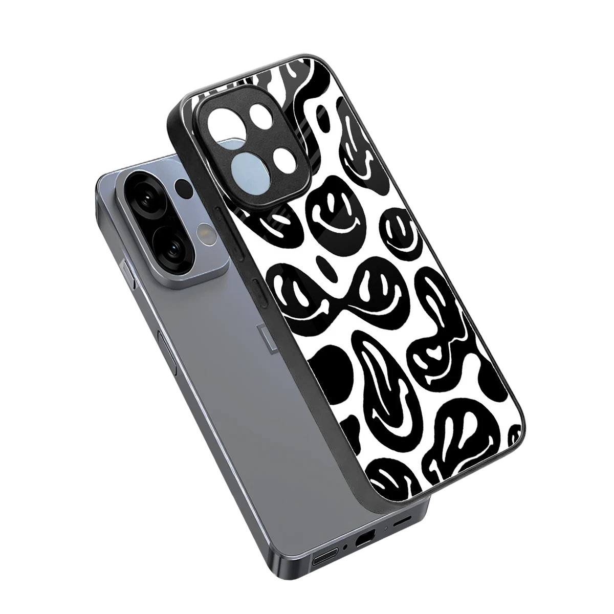 Acid Smiles BW sleek oppo k13 5g cover with tempered glass back and TPU edges