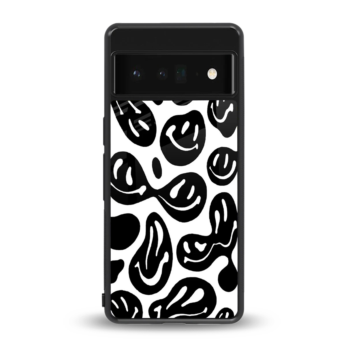 Acid Smiles BW back phone cover | glass case for google pixel 6 pro