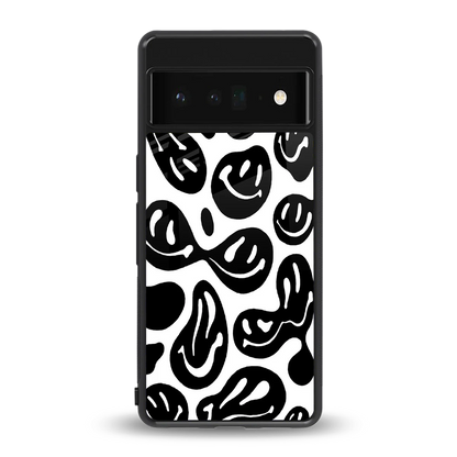 Acid Smiles BW back phone cover | glass case for google pixel 6 pro