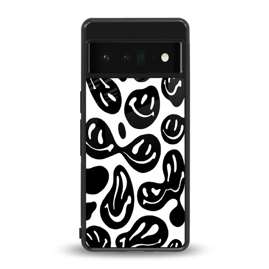 Acid Smiles BW back phone cover | glass case for google pixel 6 pro