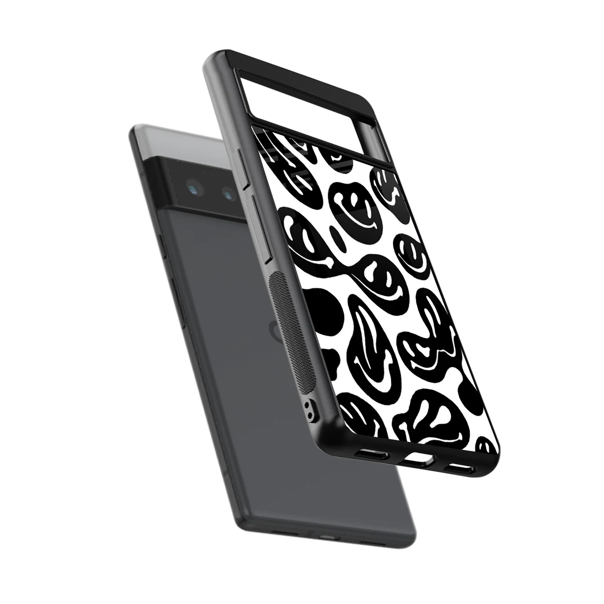 Acid Smiles BW sleek google pixel 6 pro cover with tempered glass back and TPU edges