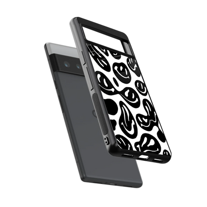 Acid Smiles BW sleek google pixel 6 pro cover with tempered glass back and TPU edges