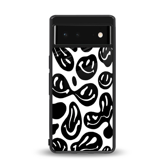 Acid Smiles BW back phone cover | glass case for google pixel 6