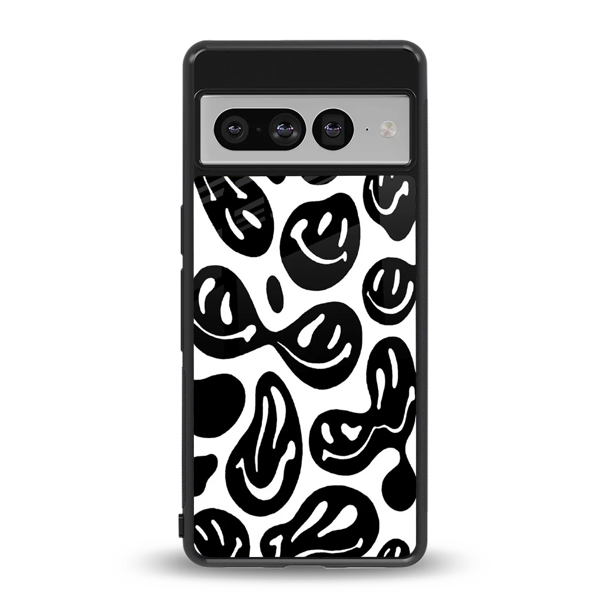Acid Smiles BW back phone cover | glass case for google pixel 7 pro