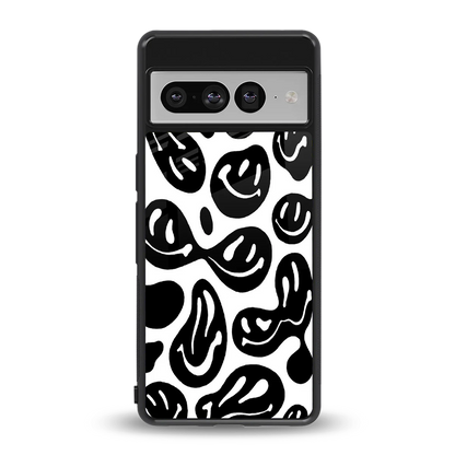 Acid Smiles BW back phone cover | glass case for google pixel 7 pro